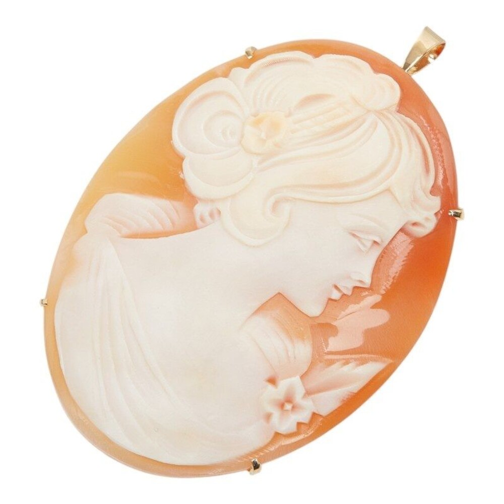 Unbranded Shell Cameo 18K Yellow Gold Pendant Brooch Gold